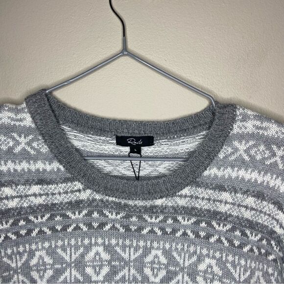 Rails NWT Grey/White Carlisle Silver Icicle Christmas Knit Sweater Size Large - Picture 2 of 7